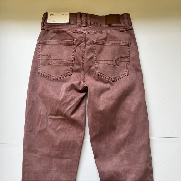 NWT American  Eagle AEO Hi Rise Jegging Super Stretch Mauve Lilac Pants Tie Sz 0 - Picture 15 of 16